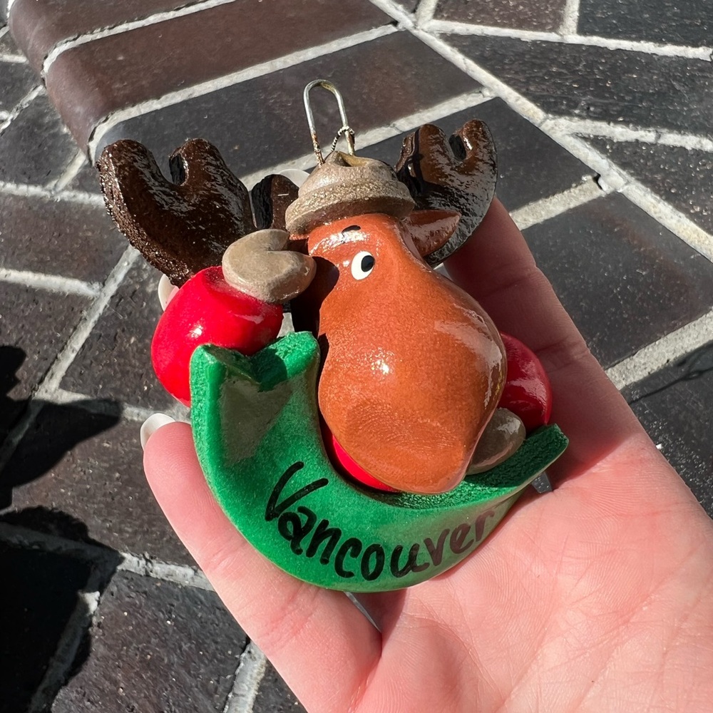 Handmade Canadian Moose Vancouver Christmas Holiday Ornament - Picture 1 of 7